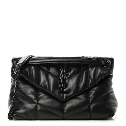 Saint Laurent Lambskin Quilted Small Loulou Puffer Monogram Chain Satchel Black 1 of 6