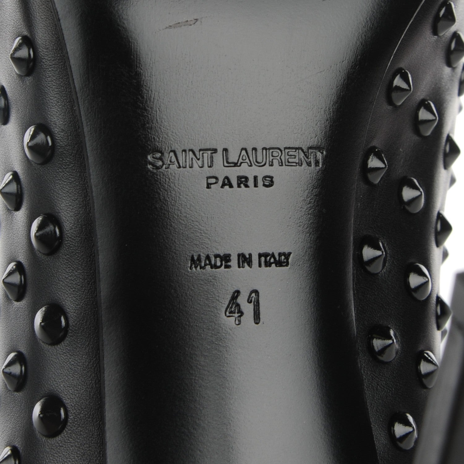 Saint Laurent Calfskin Paris Spiked 105 Pumps 41 Black 8 of 10