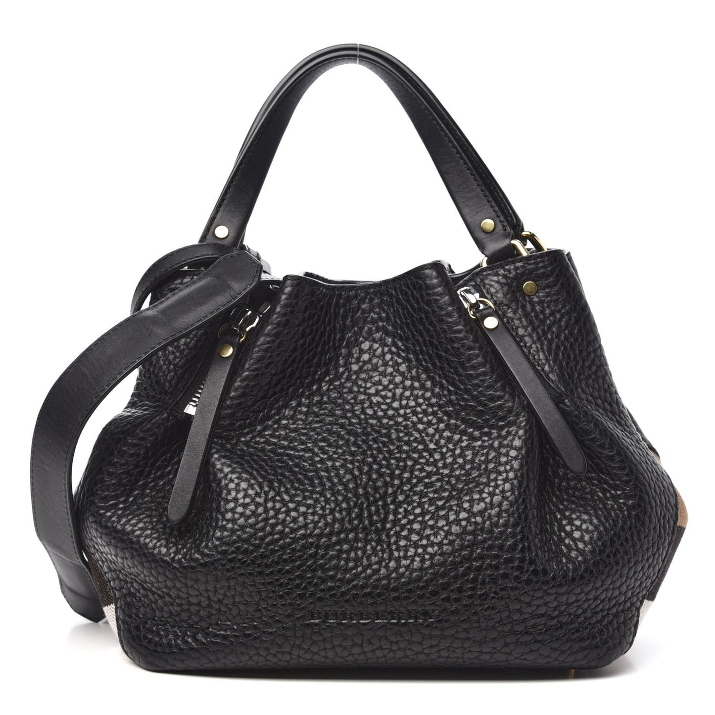 Grainy Calfskin House Check Small Maidstone Black