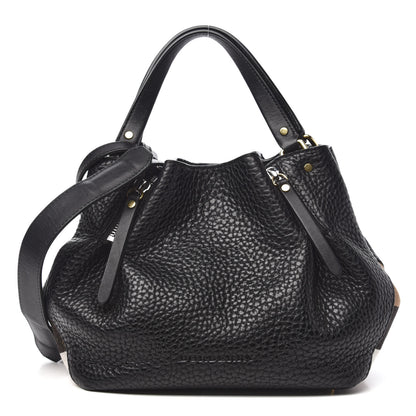 Burberry Grainy Calfskin House Check Small Maidstone Black 1 of 14