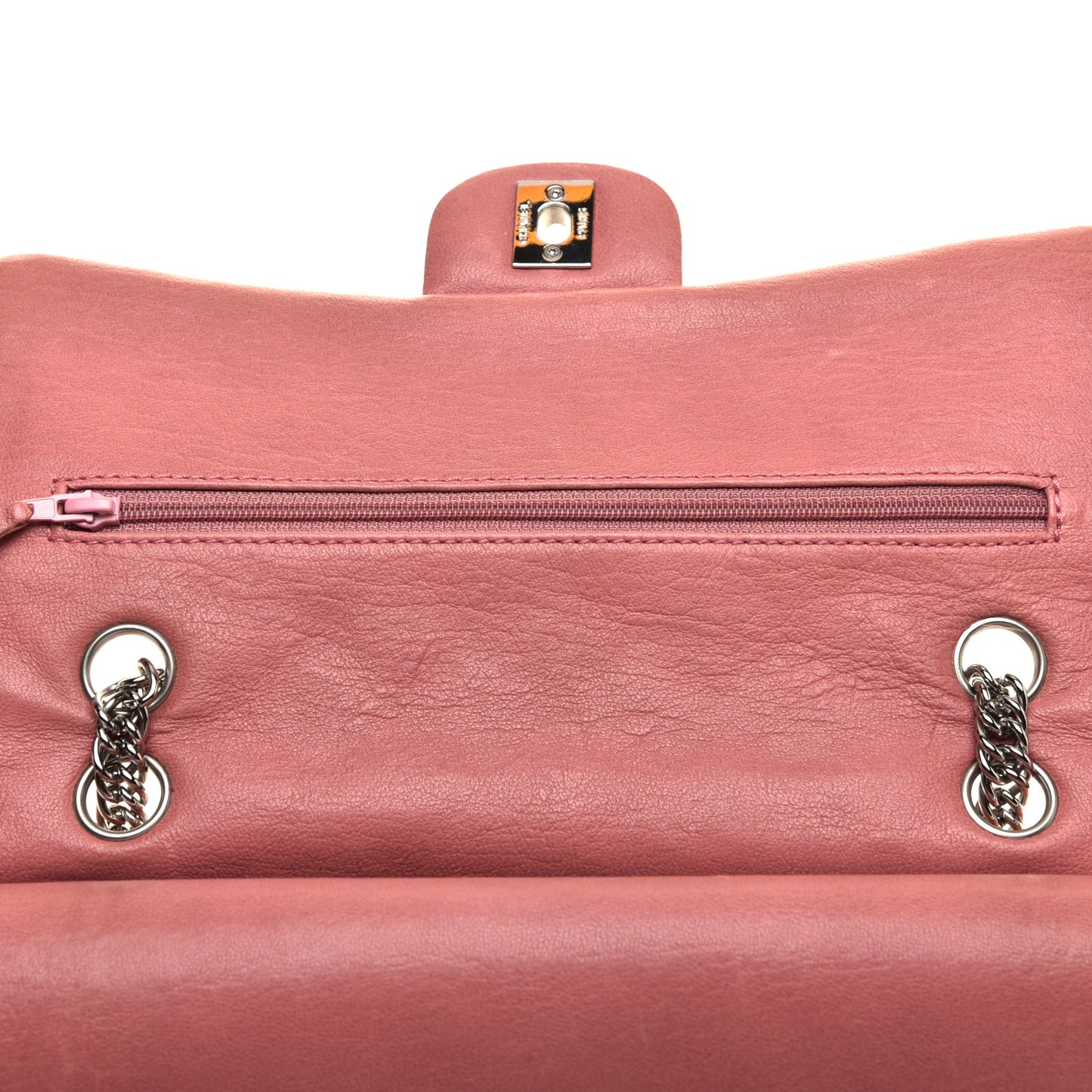 Washed Lambskin Quilted Medium Double Flap Bijoux Chain Pink