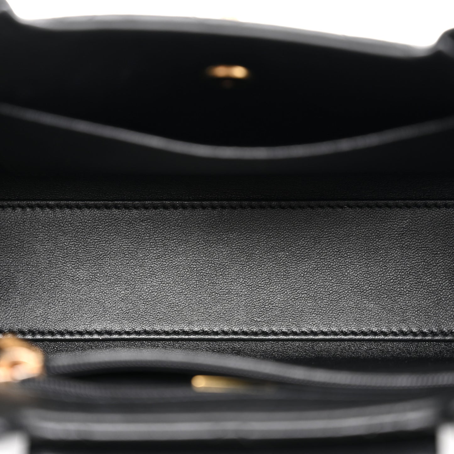 Shiny Aged Calfskin Quilted Nano Kelly Shopper Black