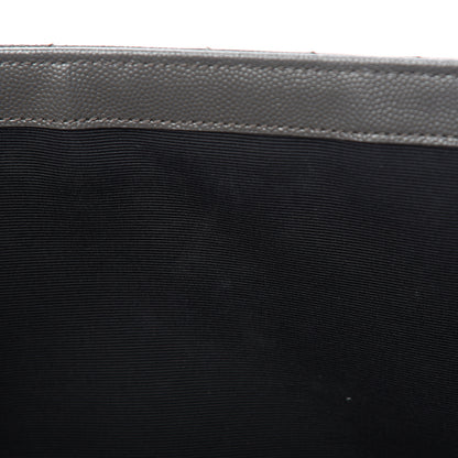 Saint Laurent Grain De Poudre Matelasse Chevron Large Monogram Satchel Earth 7 of 10
