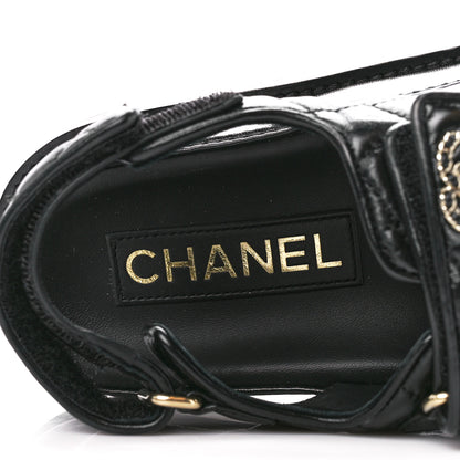 Chanel Lambskin Velcro Dad Sandals 36 Black 7 of 9