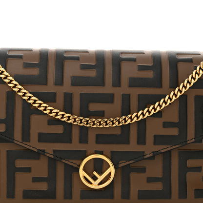 Fendi Vitello Soft F is Fendi Bi-Color FF 1974 Embossed Envelope Wallet On Chain with Pouches Maya Black 8 of 12