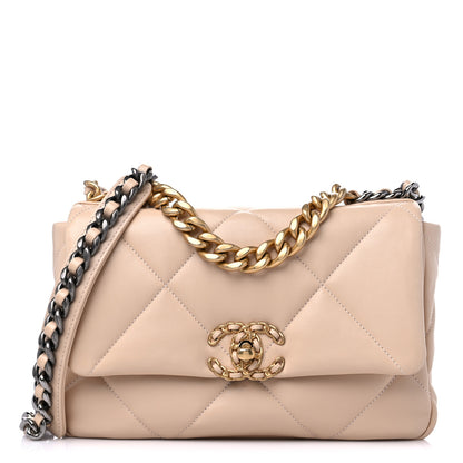 Chanel Lambskin Quilted Medium Chanel 19 Flap Light Beige 1 of 9