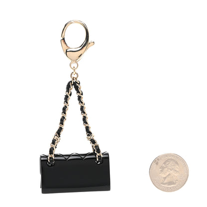 Chanel Calfskin Metal Resin CC Quilted Flap Bag Charm Gold Black 2 of 4