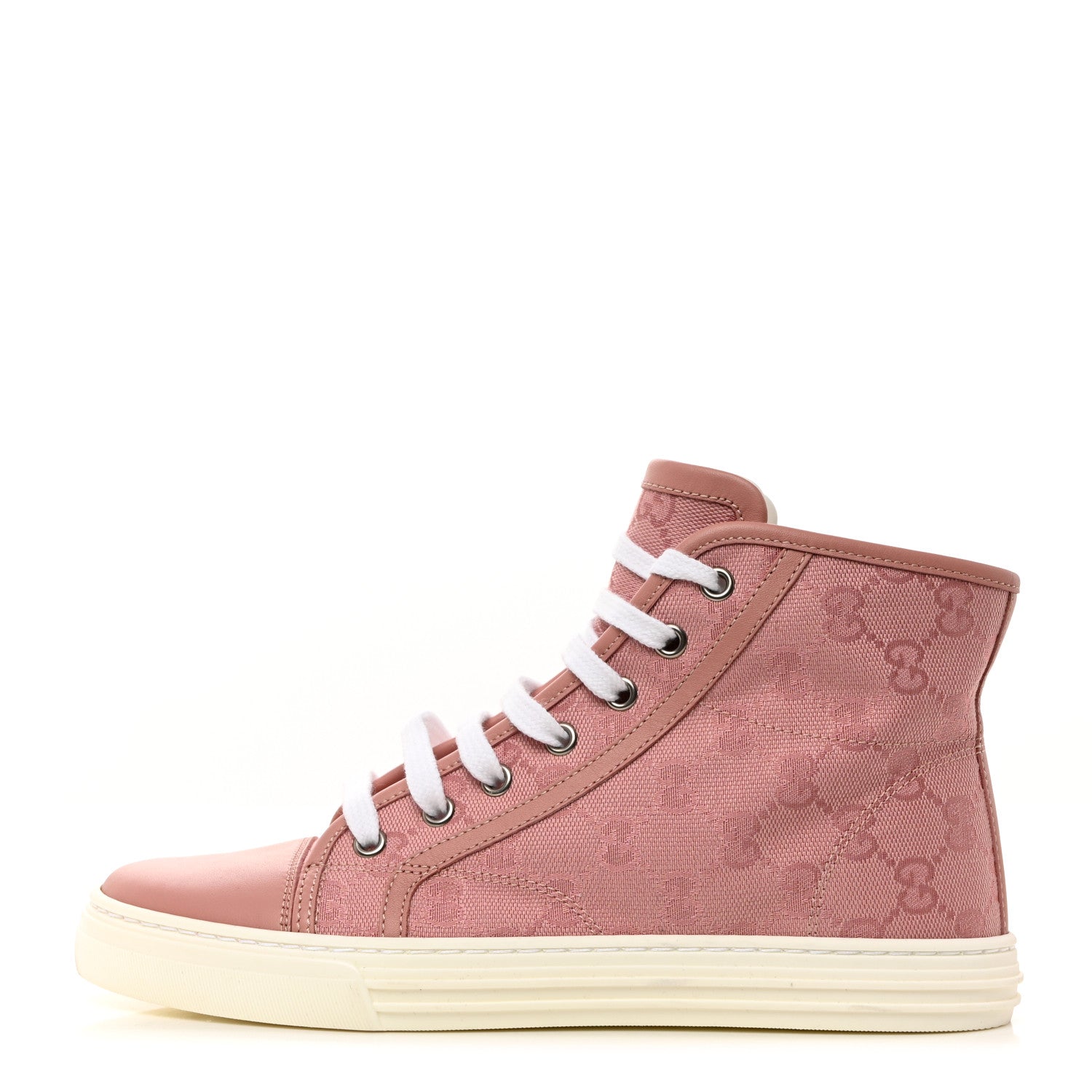 Gucci Monogram Womens High Top Sneakers Pink Soft Pink