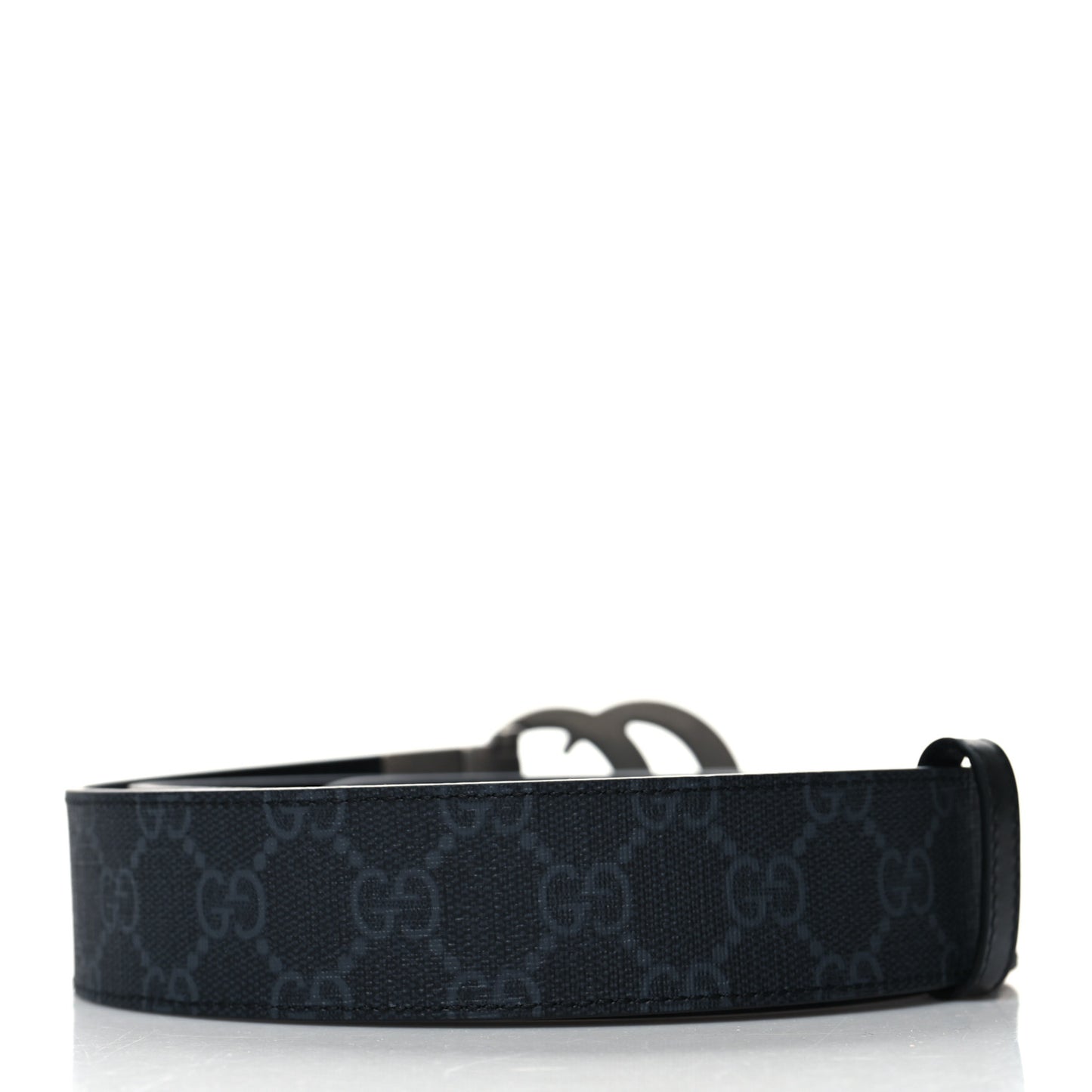 GG Supreme Monogram Plutone Calfskin Palladium Double G Reversible 37mm Belt 95 38 Black
