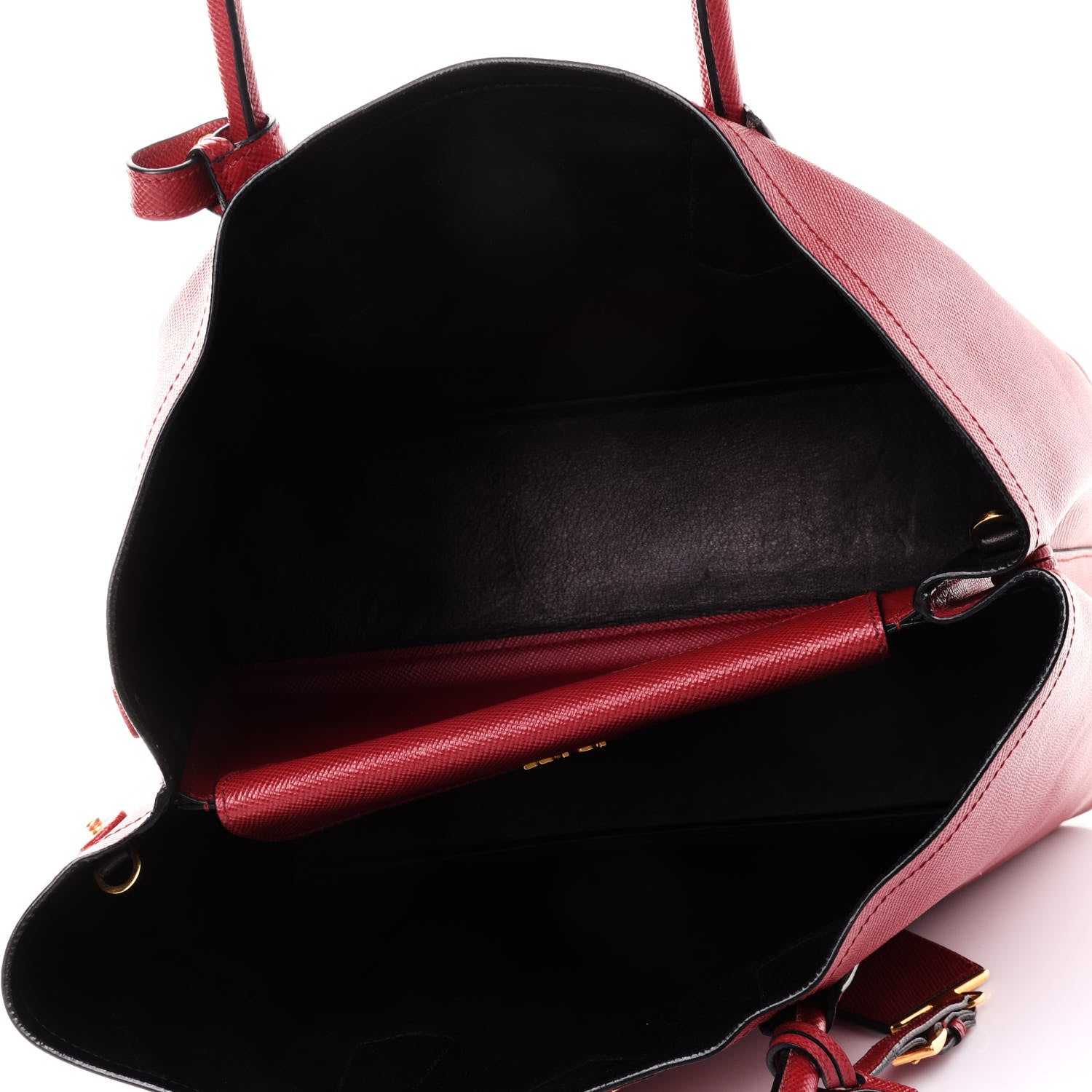 Prada Saffiano Cuir Large Double Bag Fuoco Black 5 of 11