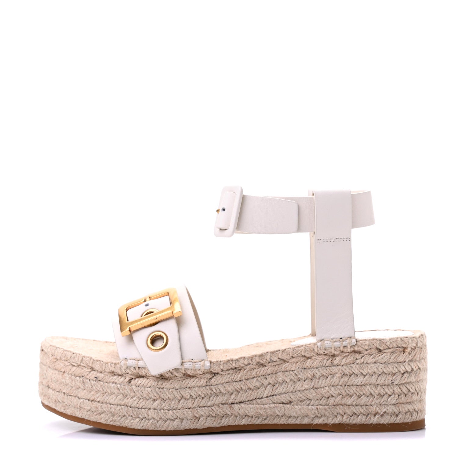 Christian Dior Calfskin D-Dior Espadrille Platform Sandals 40 White 1 of 12