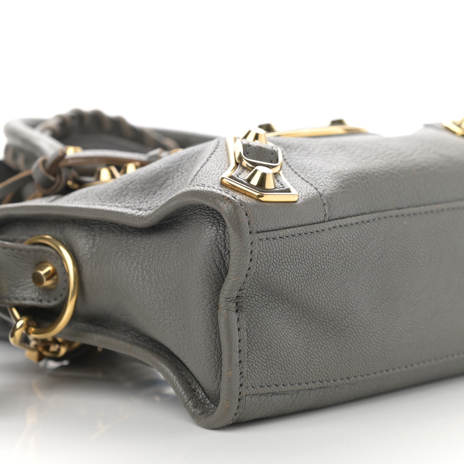 Balenciaga Chevre Gold Metallic Edge Hardware Mini City Gris Acier 9 of 12