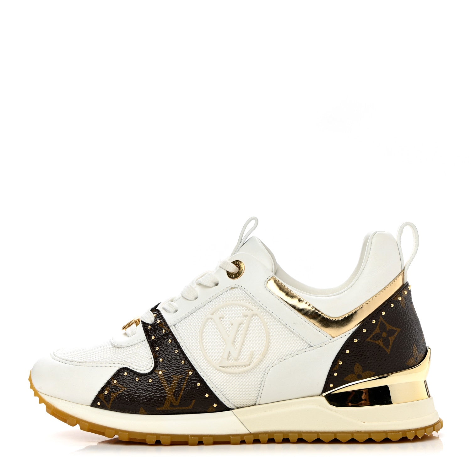 Louis Vuitton Calfskin Monogram Embellished Run Away Sneakers 36 White 1 of 14