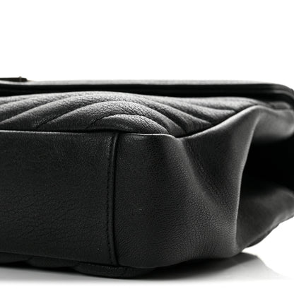 Saint Laurent Sheepskin Matelasse Chevron Monogram Medium College Bag Black 10 of 13