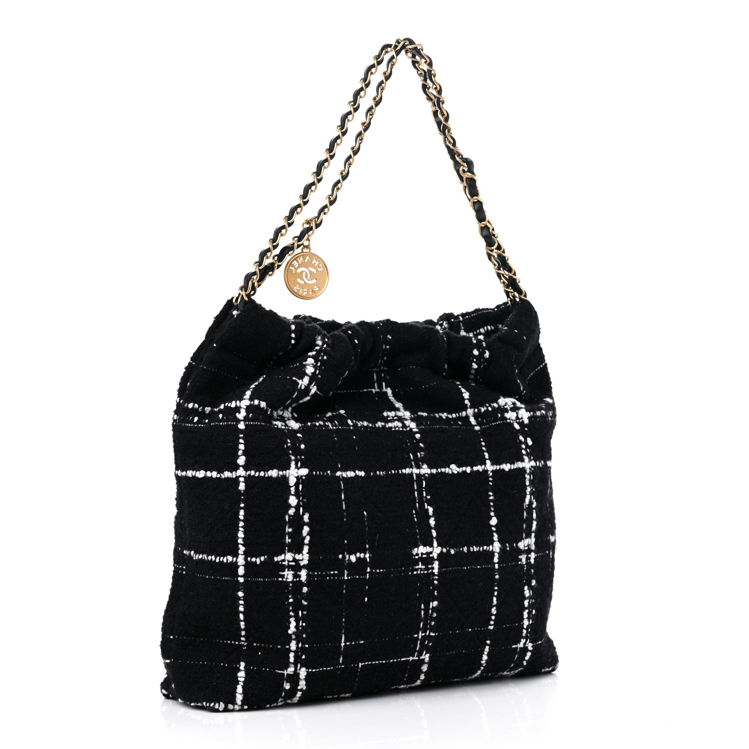 Chanel Wool Tweed Quilted Chanel 22 Black Multicolor 4 of 10