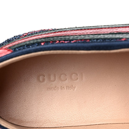 Gucci Lurex Calfskin Web GG Monogram Womens Falacer Sneakers 37 Iridescent Blue Iridescent Red Silver 8 of 10