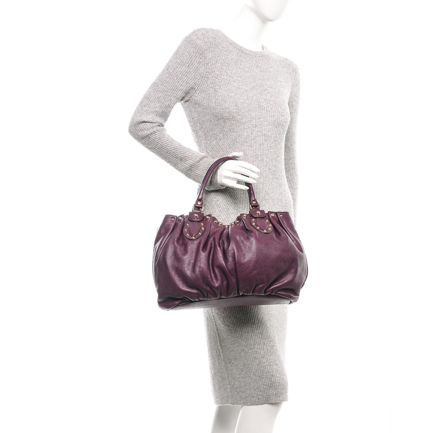 Calfskin Studded Pelham Tote Purple