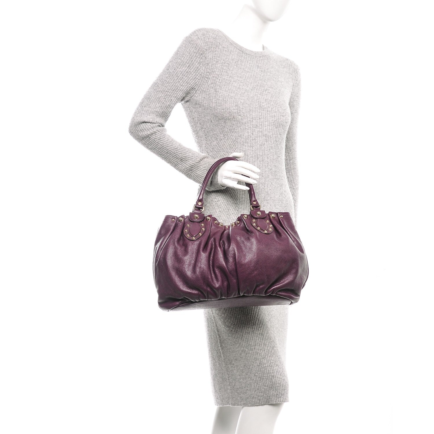 Gucci Calfskin Studded Pelham Tote Purple 2 of 6