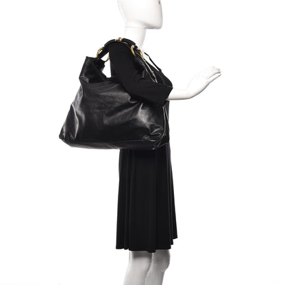 Gucci Calfskin Large Horsebit Chain Hobo Black 2 of 15