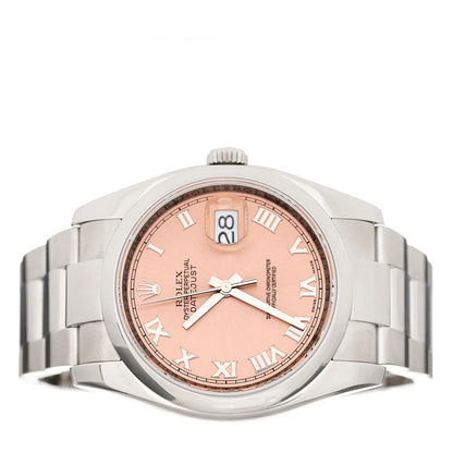 Rolex Stainless Steel 36mm Oyster Perpetual Datejust Watch Pink Roman 116200 2 of 5