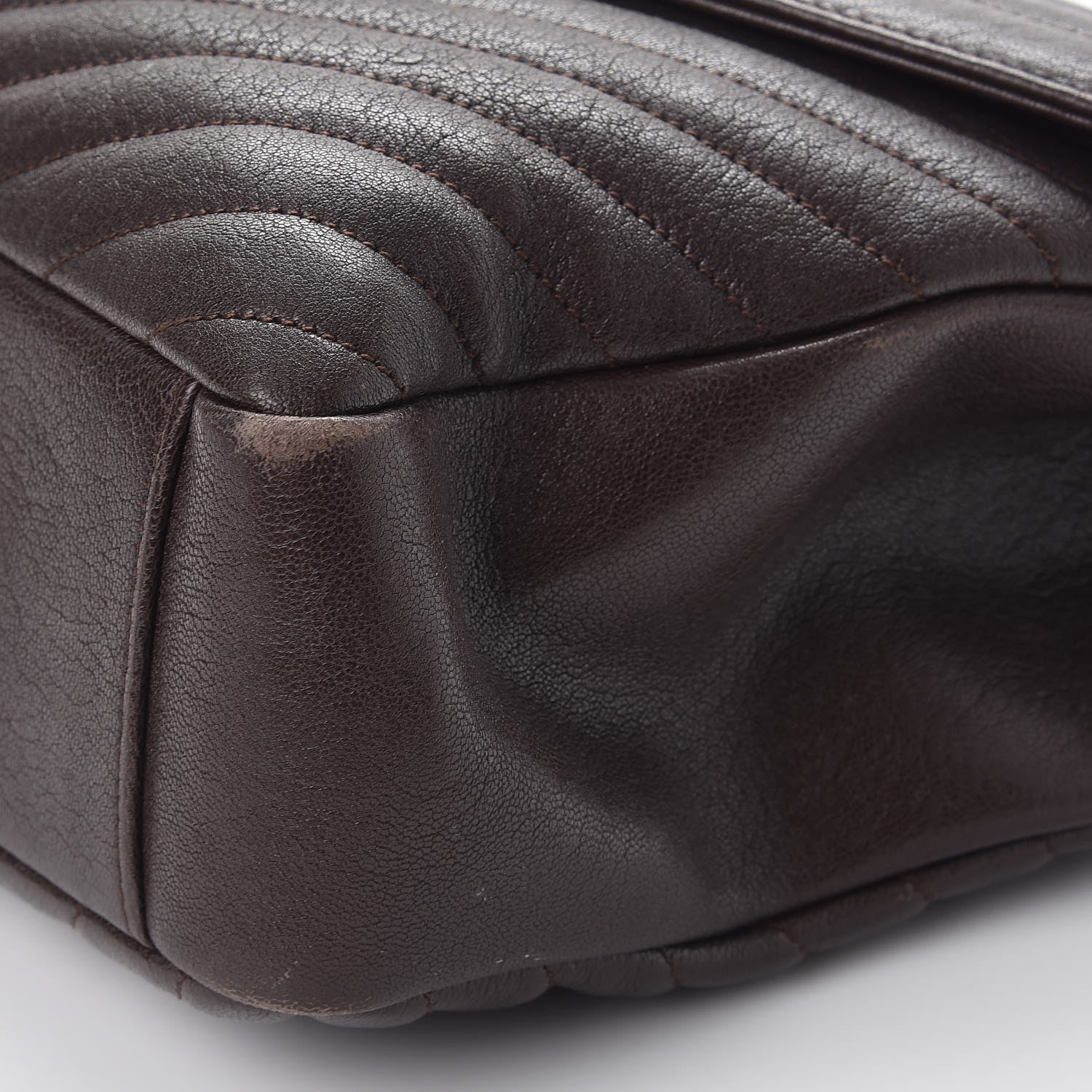 Saint Laurent Sheepskin Matelasse Chevron Monogram Large College Satchel Black Tulip 17 of 17