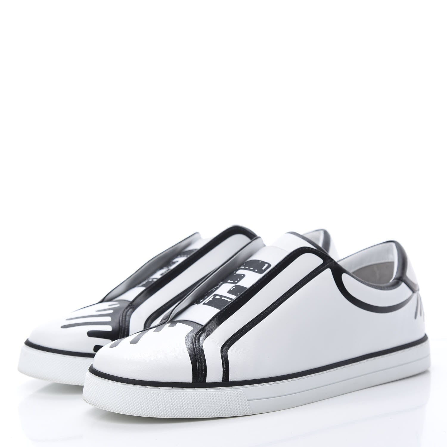 Fendi X JOSHUA VIDES Nappa Rockoclick Slip On Sneakers 40 Snow White Black 3 of 9