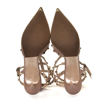 Valentino Garavani Pebbled Calfskin Rockstud Ankle Strap Low Heel Pumps 40.5 Poudre 4 of 4