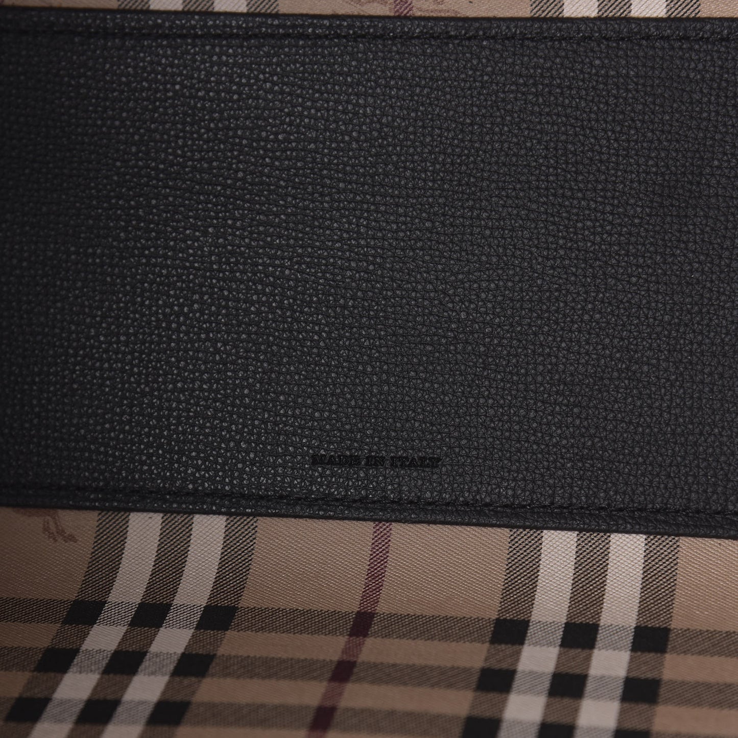 Grainy Calfskin Haymarket Check Medium Reversible Tote Black