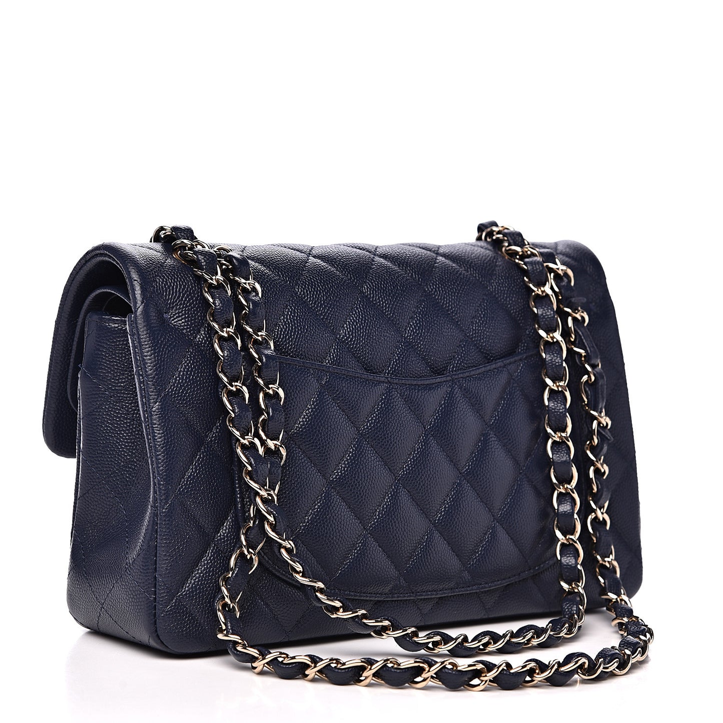 Caviar Quilted Small Double Flap Navy