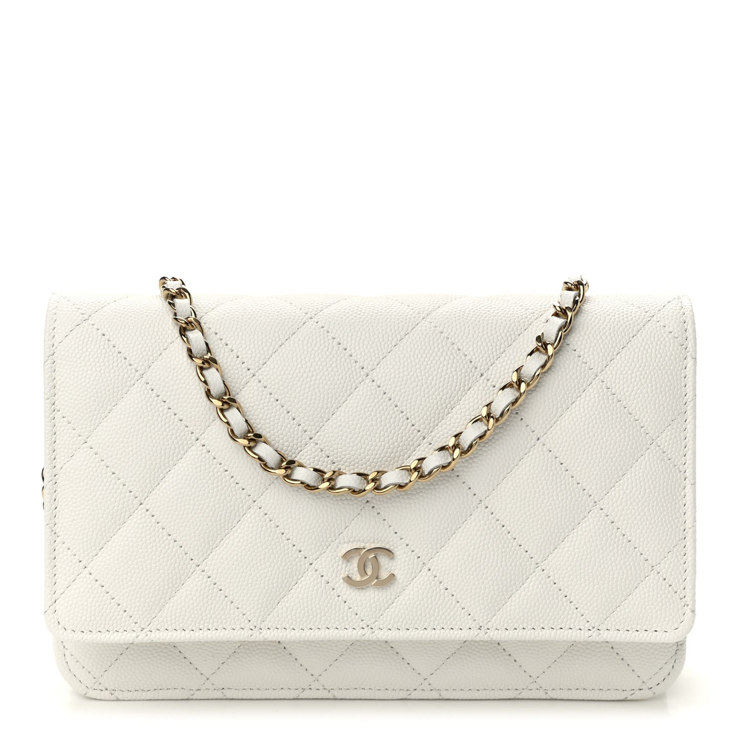 Caviar Quilted Wallet On Chain WOC White