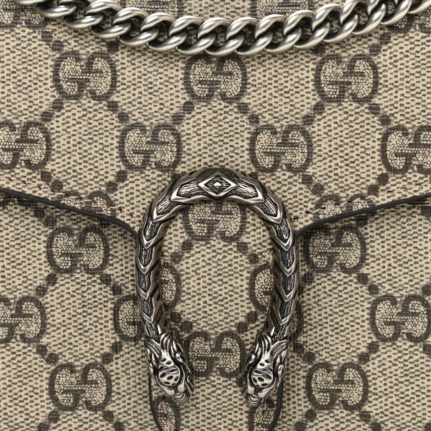 GG Supreme Monogram Mini Dionysus Chain Wallet Beige Taupe