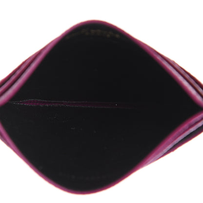 Saint Laurent Grain De Poudre Matelasse Chevron Monogram Credit Card Case Dark Grape 5 of 9
