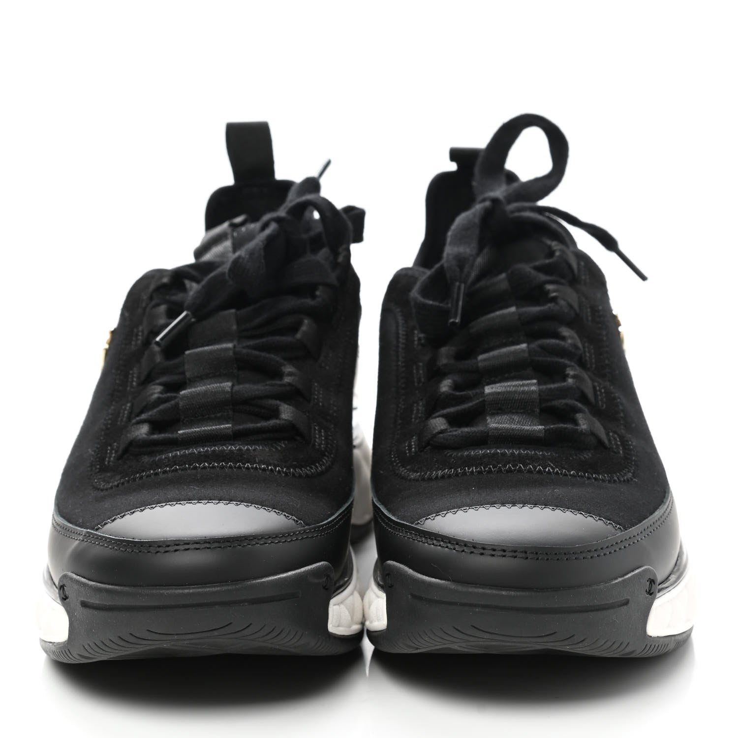 Chanel Velvet Calfskin Mixed Fibers CC Sneakers 38 Black 2 of 9