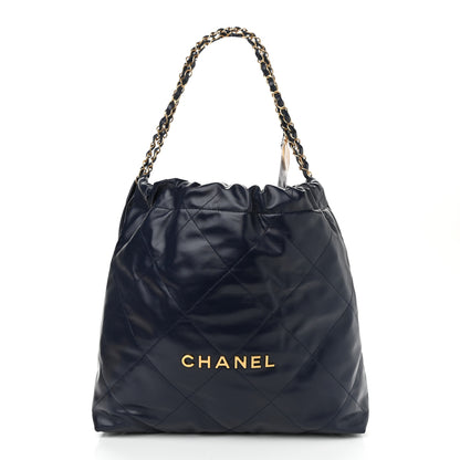 Chanel Shiny Calfskin Quilted Chanel 22 Navy Blue 3 of 11