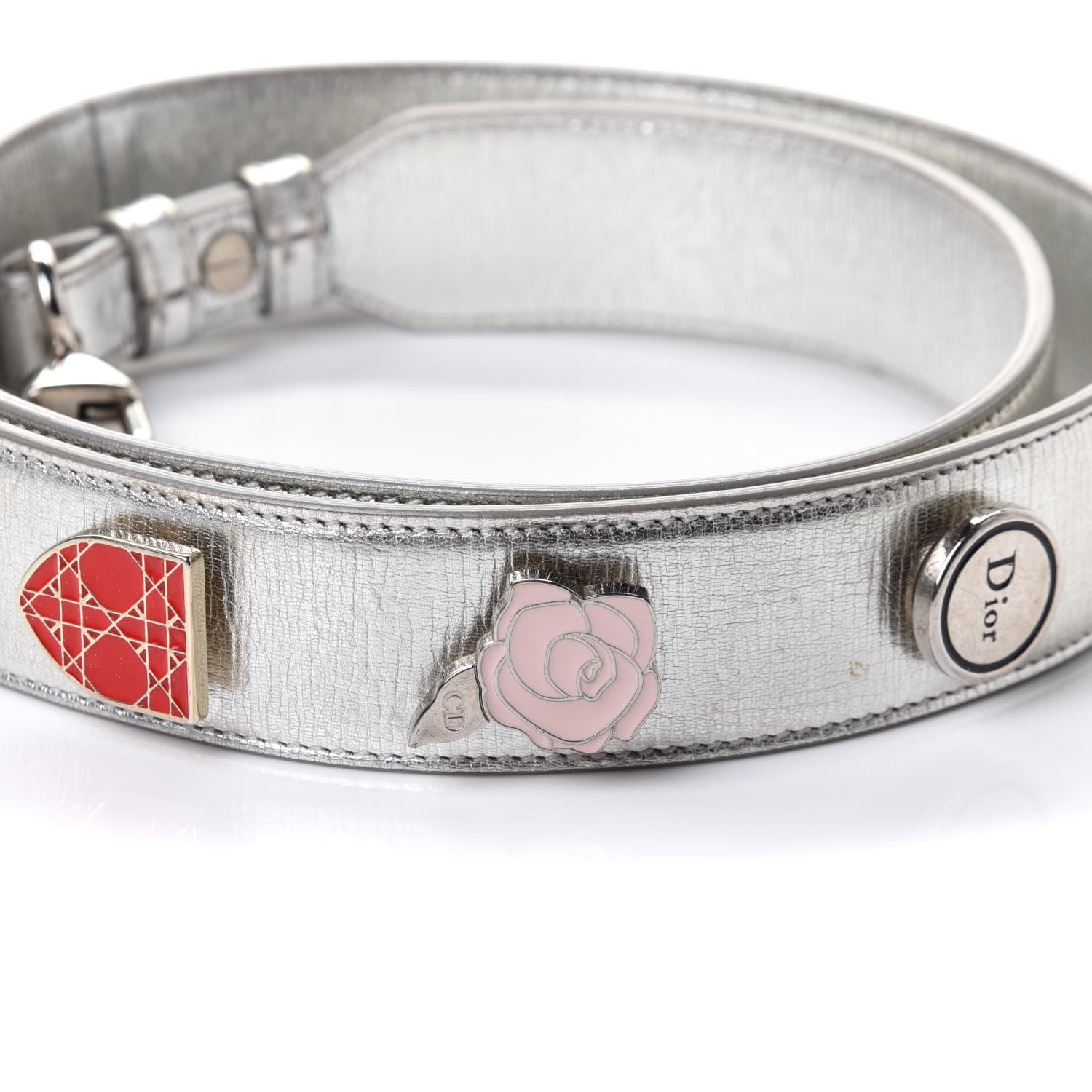 Christian Dior Metallic Grained Calfskin Cannage Small Lucky Badges My Lady Dior Silver 9 of 11