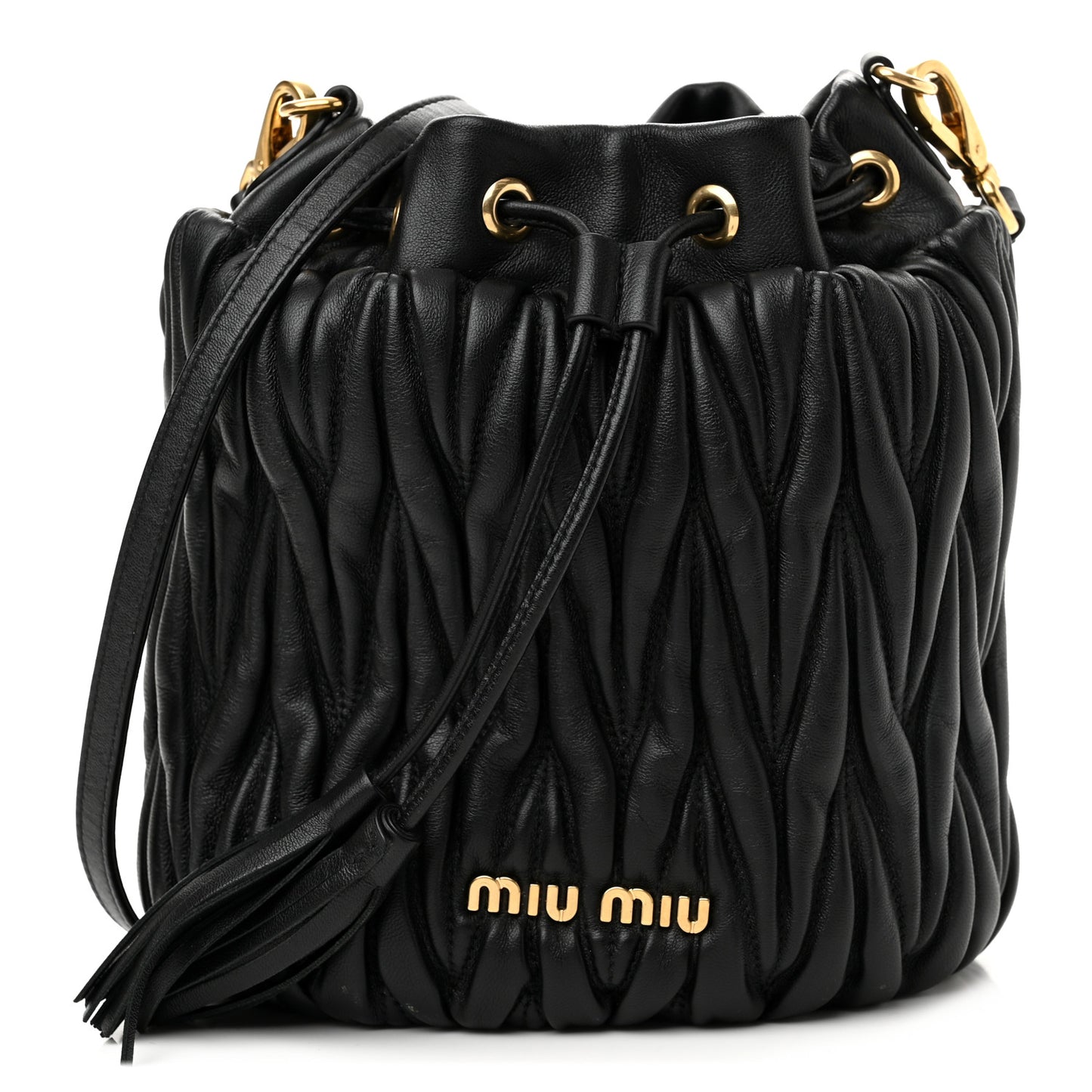 Nappa Matelasse Small Bucket Bag Black