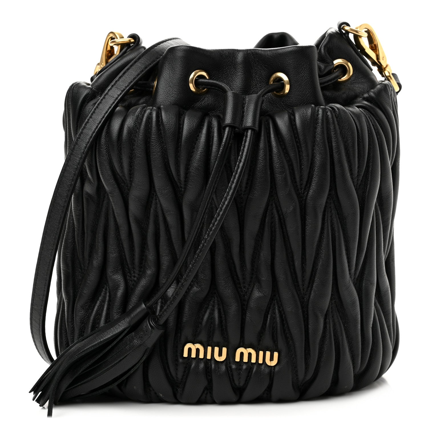 Miu Miu Nappa Matelasse Small Bucket Bag Black 1 of 9