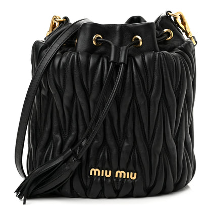 Miu Miu Nappa Matelasse Small Bucket Bag Black 1 of 9