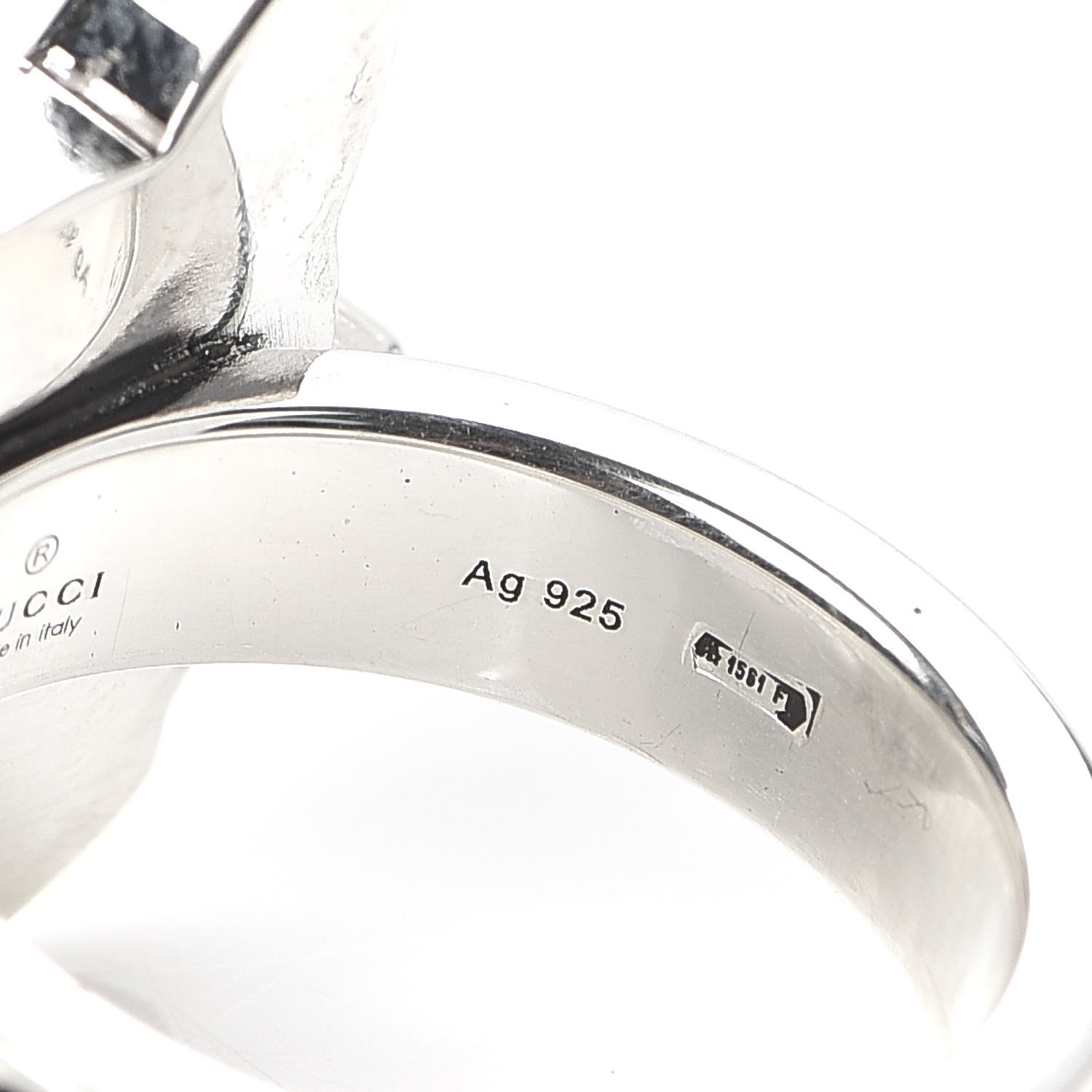 Gucci Sterling Silver Enamel Bosco Ring 53 6.25 6 of 6