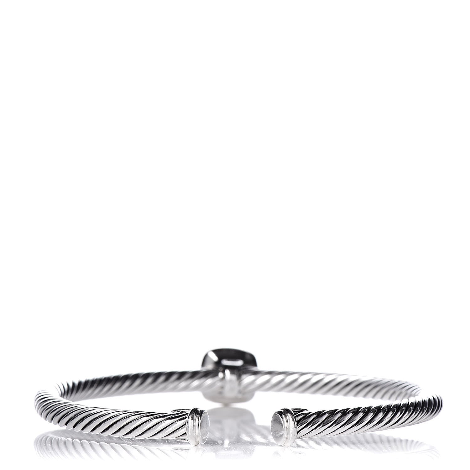David Yurman Sterling Silver 18K Yellow Gold Diamond 4mm Cable Classics Station Bracelet 3 of 4