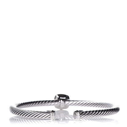 David Yurman Sterling Silver 18K Yellow Gold Diamond 4mm Cable Classics Station Bracelet 3 of 4