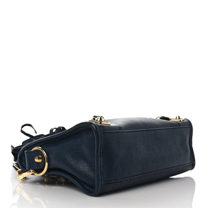 Balenciaga Shiny Goatskin Gold Metallic Edge Hardware Mini City Bleu de Minuit 4 of 9