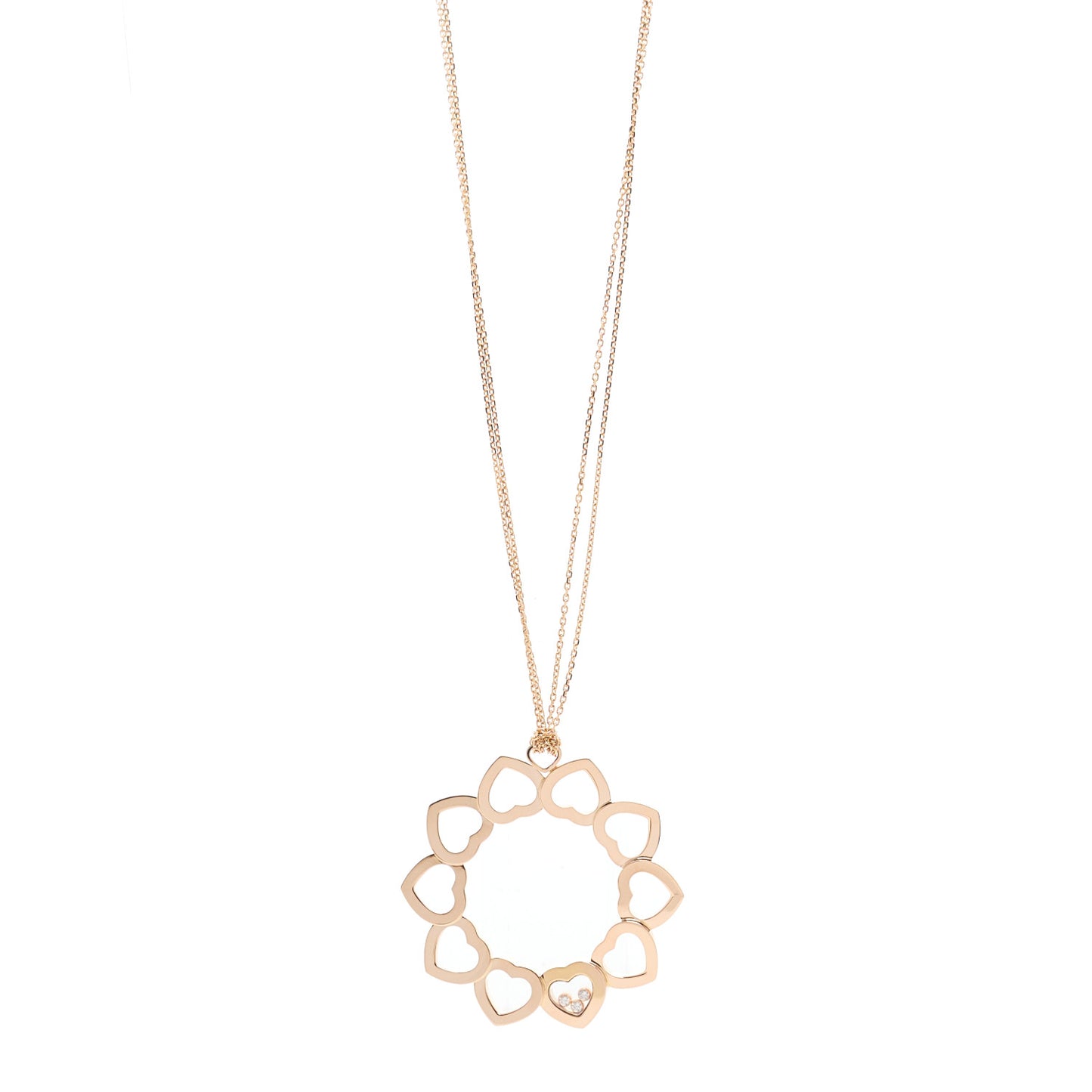 18K Rose Gold Diamond Happy Hearts 10 Hearts Pendant Necklace