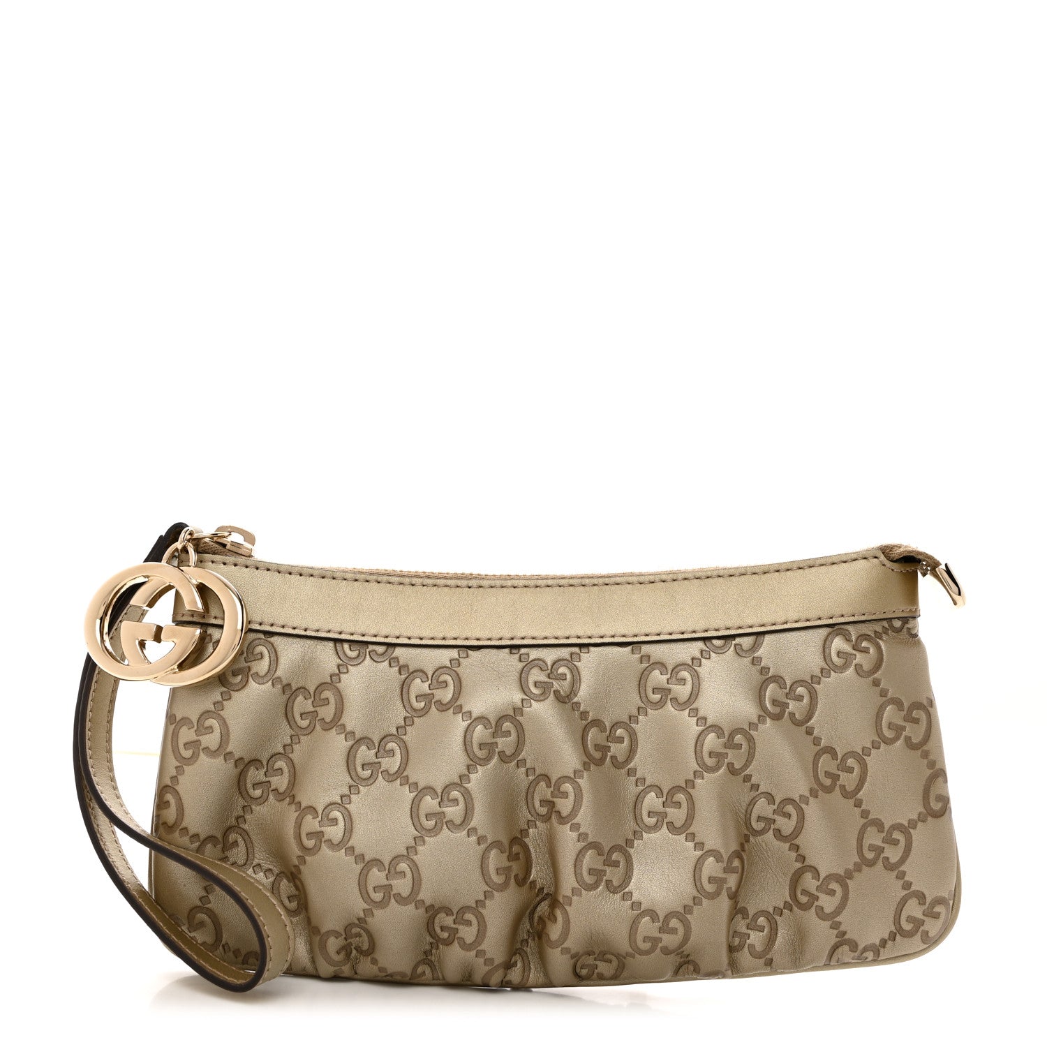 Gucci Guccissima New Britt Wristlet Gold 1 of 8