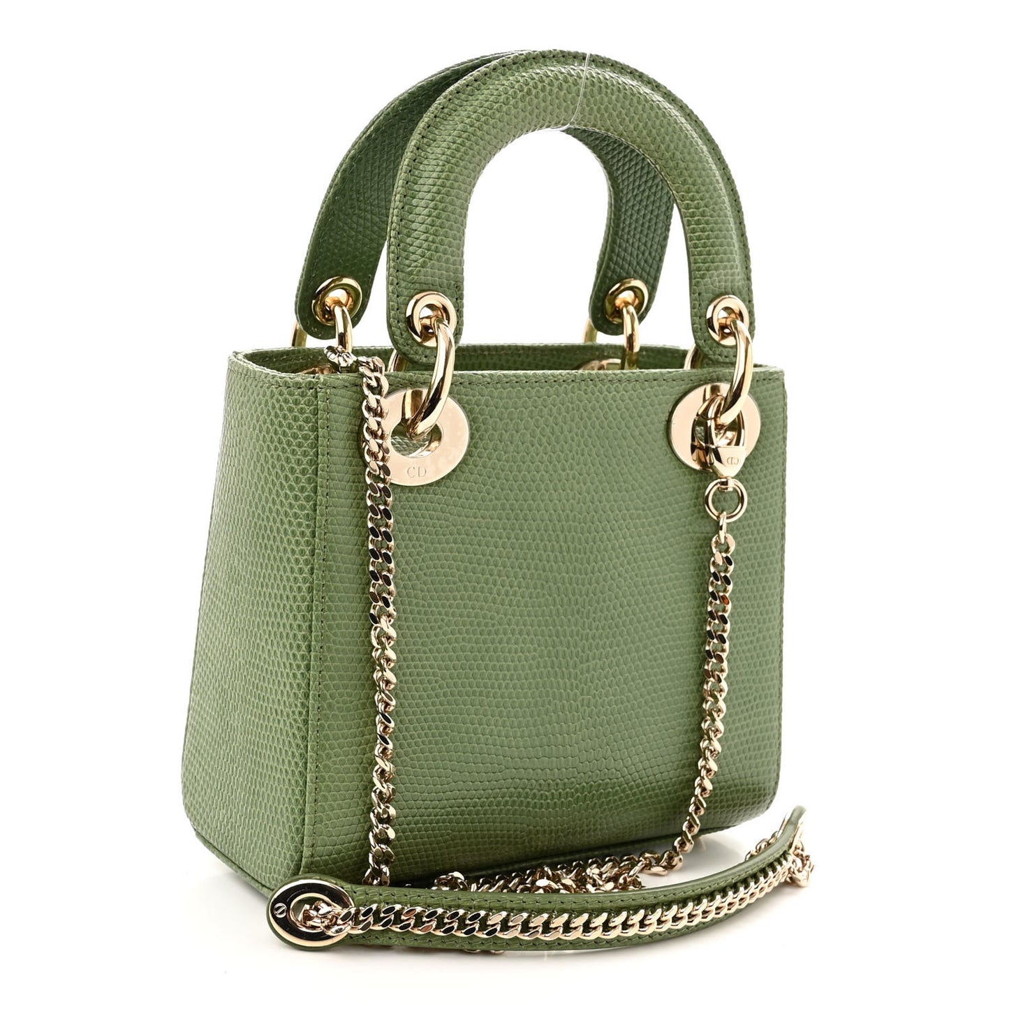 Lizard Mini Lady Dior Vert Saule