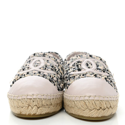 Chanel Tweed Lambskin CC Espadrilles 39 Beige Black Pink 2 of 8