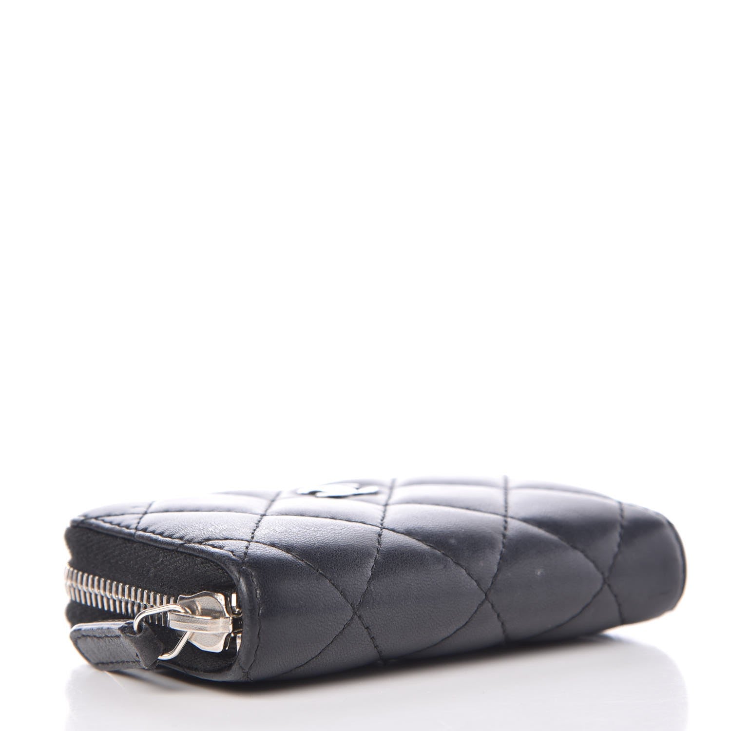 Chanel Lambskin Quilted Zip Coin Purse Black 4 of 9