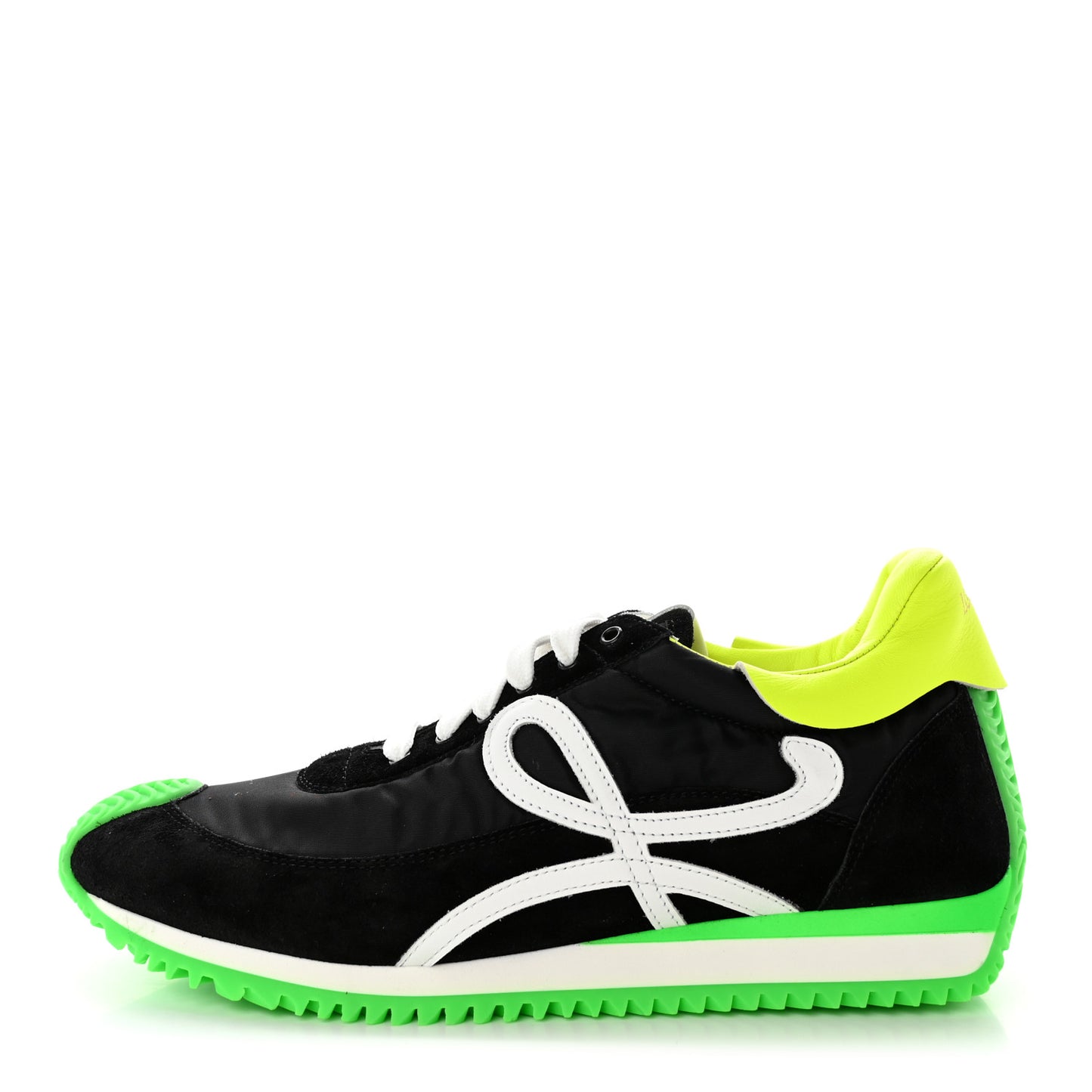 Suede Nylon Womens Flow Runner Sneakers 41 Black Neon Green