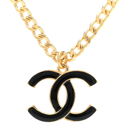 Chanel Metal Enamel CC Chain Necklace Gold Black 4 of 6