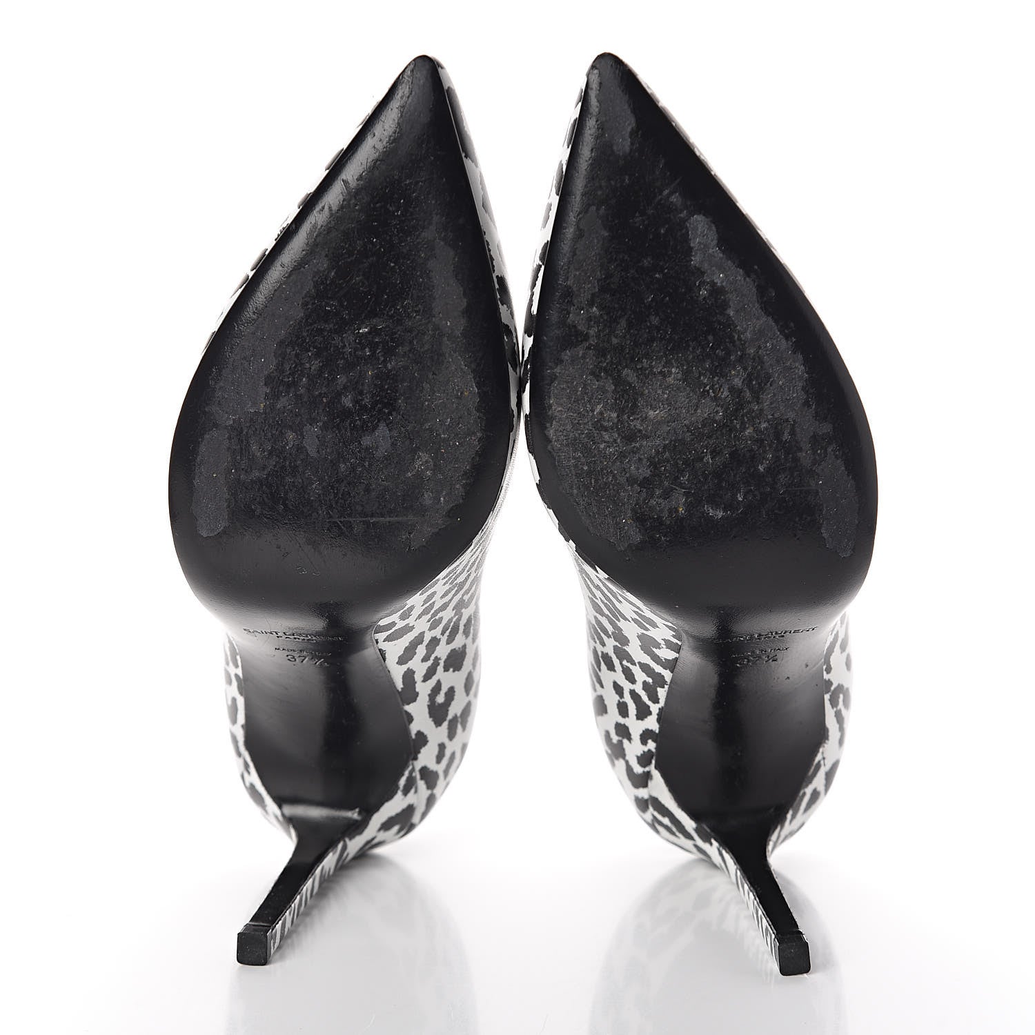 Saint Laurent Soft Calfskin Baby Cat Paris 105 Pumps 37.5 White Black 9 of 10